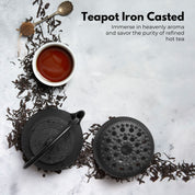 GOMINIMO 1200ML Iron Teapot with Filter and Warmer in textured design for tea lovers
