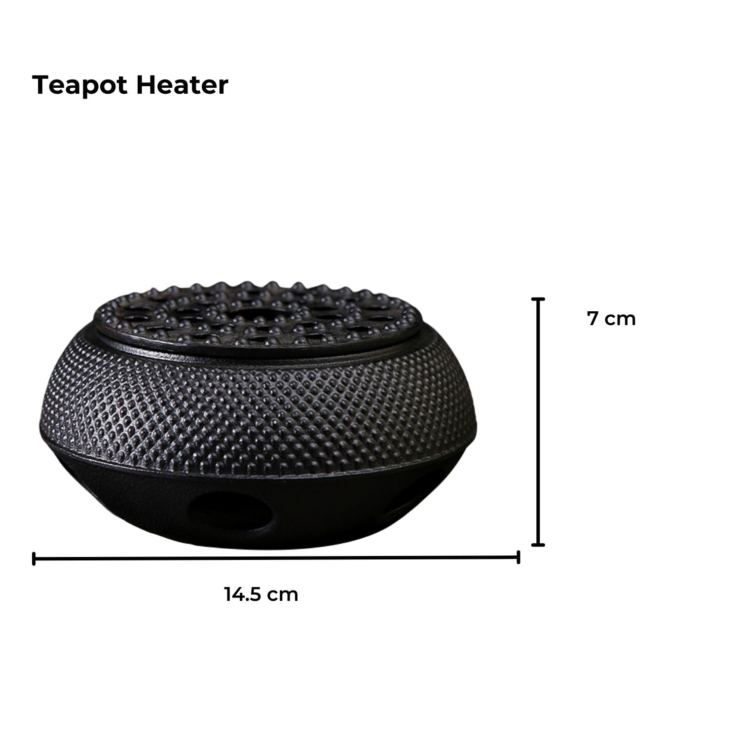Black cast iron teapot warmer with textured diamond pattern for Gominimo 1200ML Iron Teapot