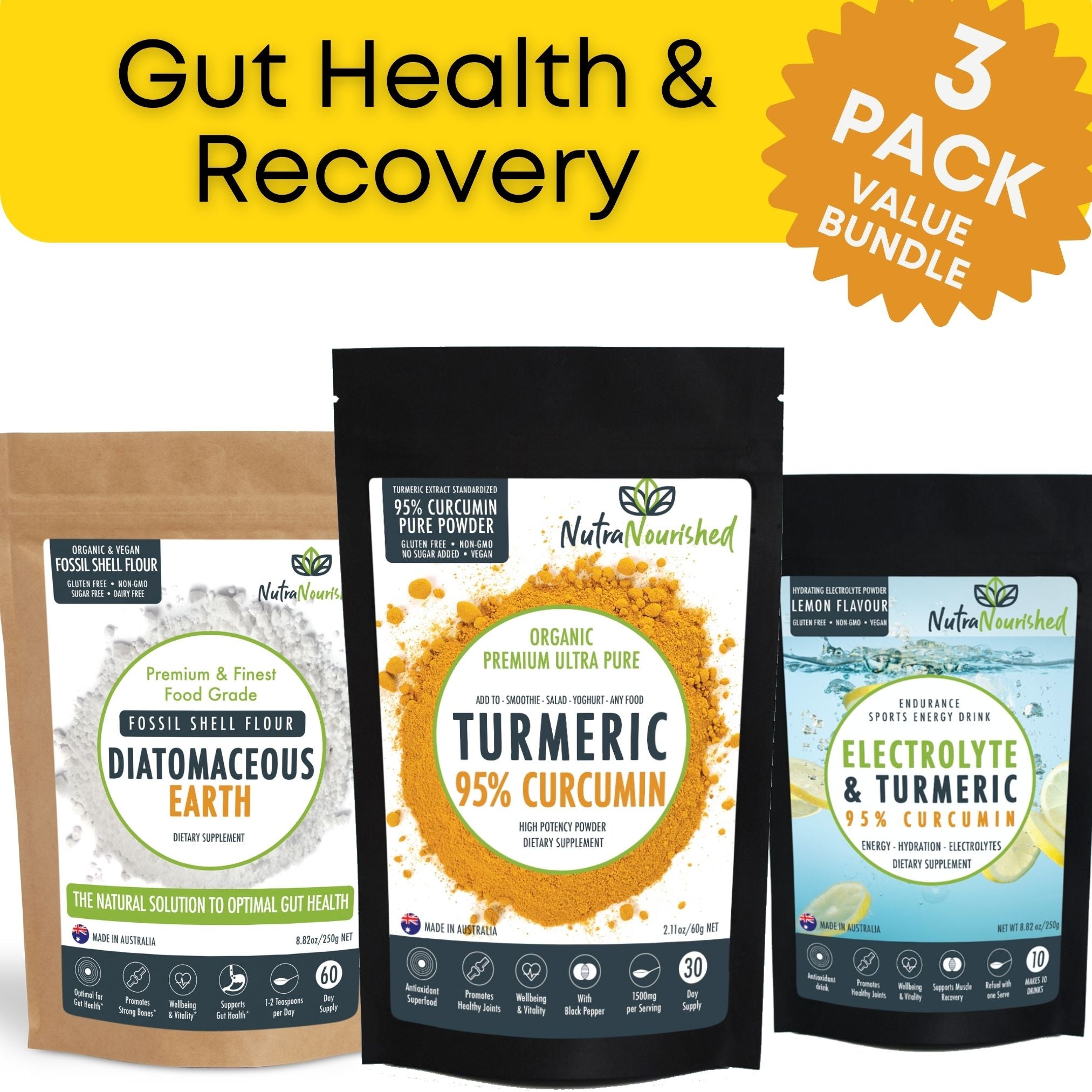 Good Gut Health and Faster Recovery with Fossil Shell Flour Curcumin and Electrolyte Powder - Health & Beauty >