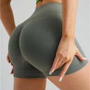 Grass Green Gray Premium Yoga Shorts - Seamless, High Waist, Tummy Control Size L