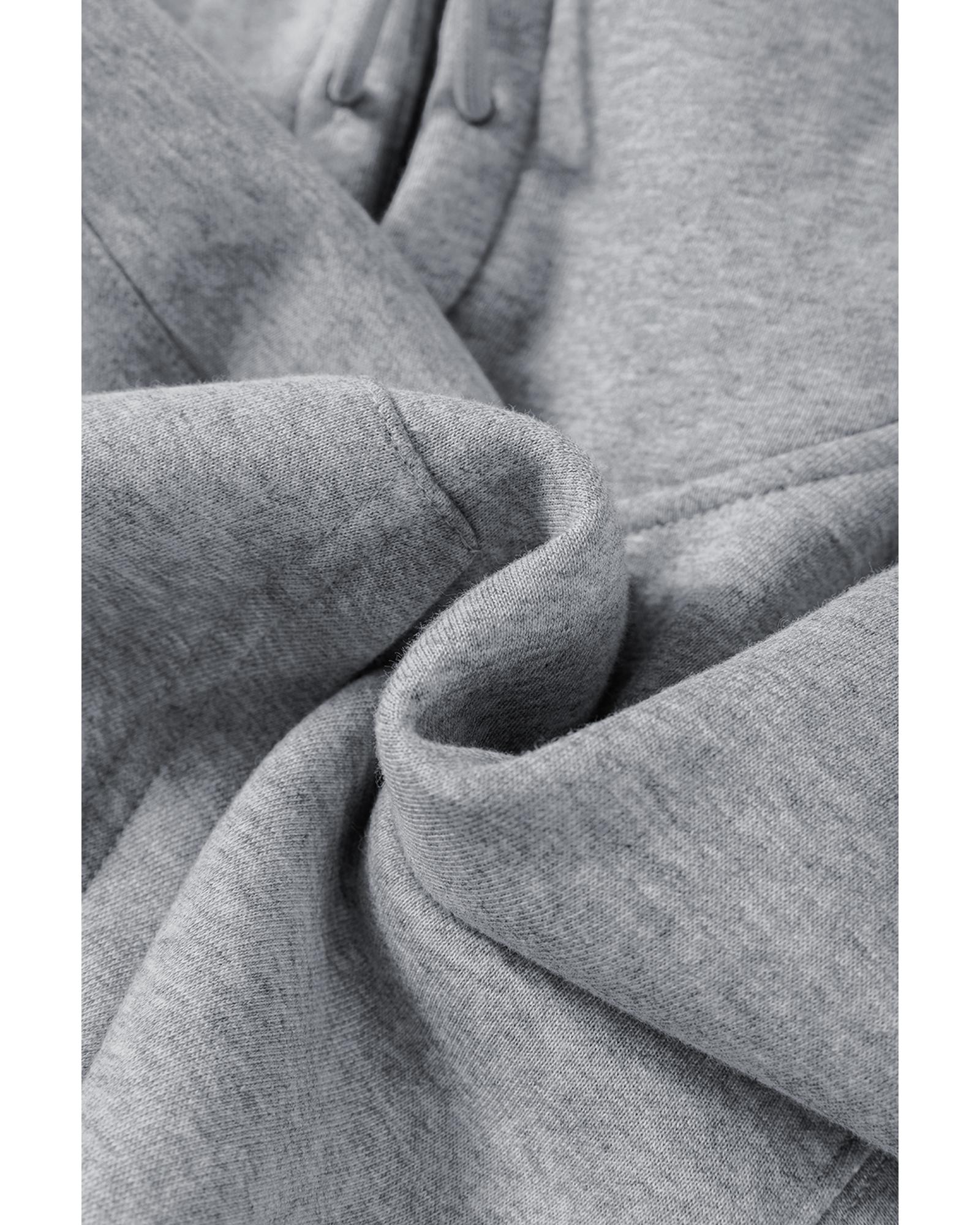 Gray Solid Drop Shoulder Hoodie and Joggers Activewear Set - L - Fashion > Women’s Fashion > Women’s Tops & T-shirts