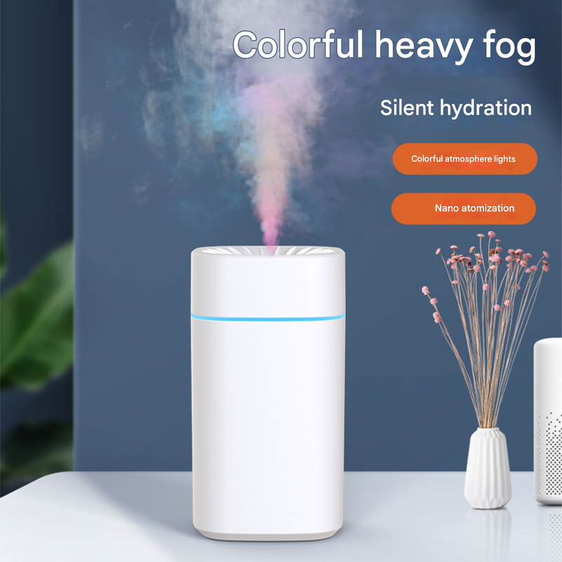 Green 2-in-1 Ultrasonic Air Humidifier with 7-Color LED Night Light - Quiet Desktop Mini Humidifier for Home, Office, Bedroom