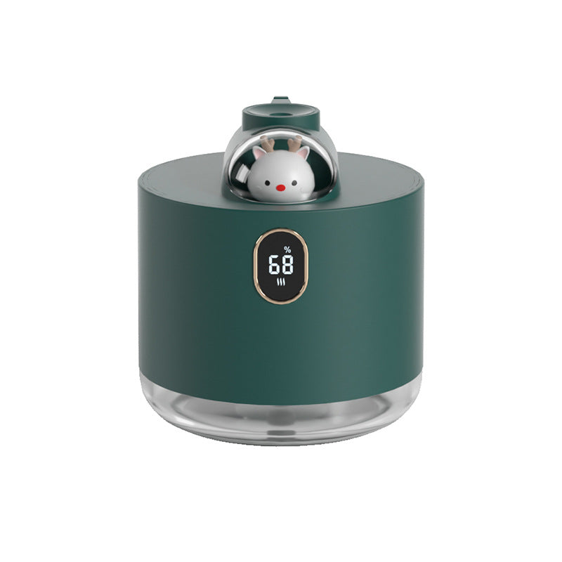 Green Adorable Space Capsule Ultrasonic Wellness Humidifier - Portable USB Cool Mist Maker with LED Display & Ambient Night Light