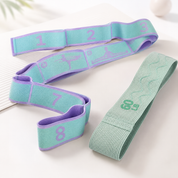 Green and purple 8 Grid Yoga Stretching Strap and 60LB Resistance Band Set for Pilates Workout Adjustable Stretch Band with Numbered Positions Glute Training Exercise Band Fitness Equipment for Yoga Dance Flexibility Training