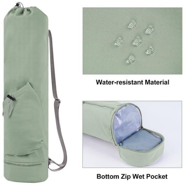 Green Beige Yoga Mat Bag Green Yoga Bag Yoga Mat Carrier Pilates Bag Fitness Accessories