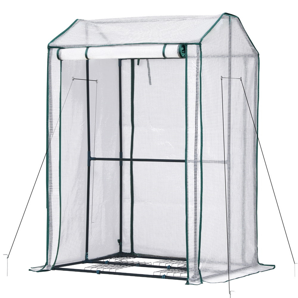 Green Fingers Mini Premium Greenhouse PE Cover Green House Roll-Up Zippered Door 1.0x0.8x1.5M