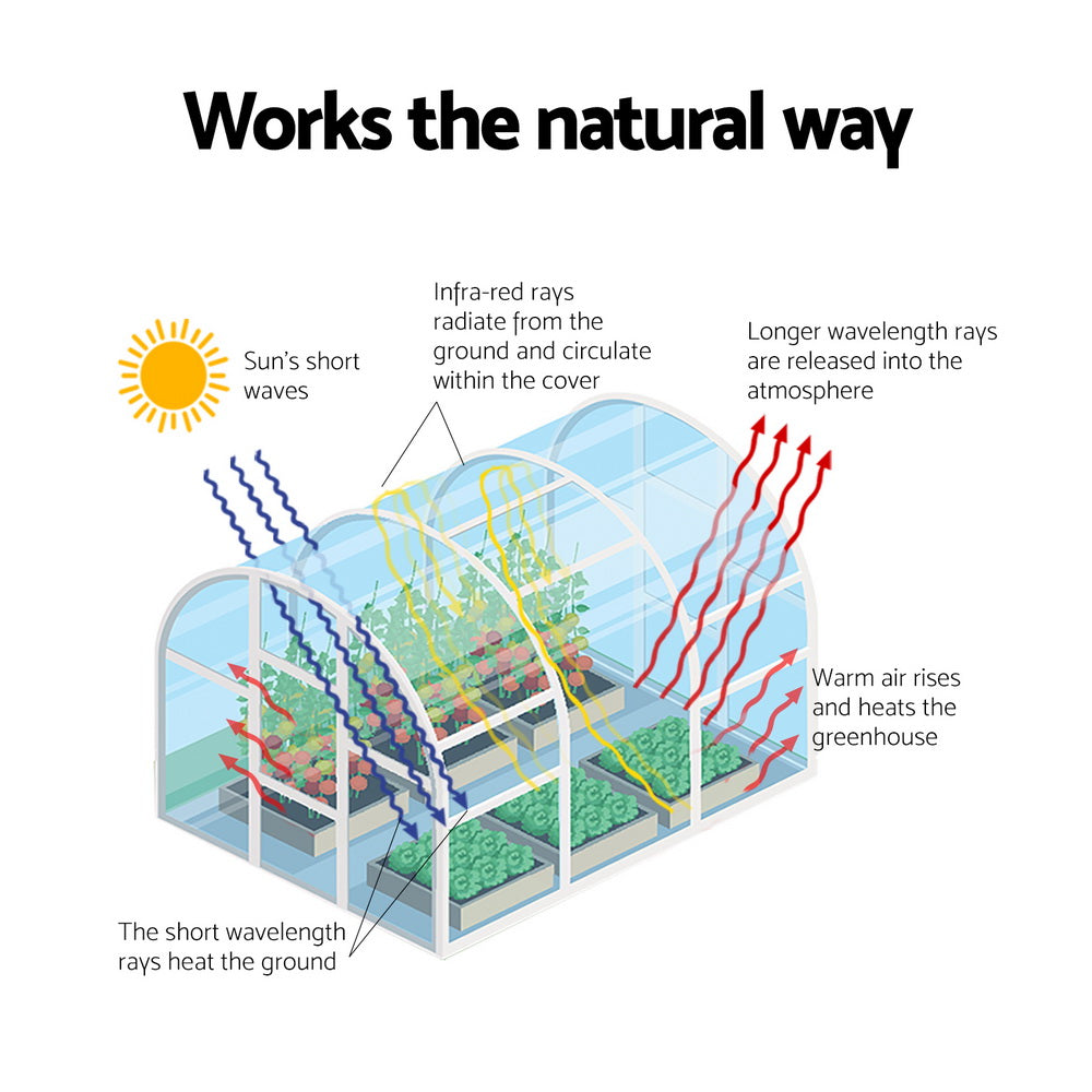 Green Fingers Mini Premium Greenhouse PE Cover Green House Roll-Up Zippered Door 1.0x0.8x1.5M