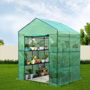 Green Fingers Premium Greenhouse 1.4x1.55x2M Walk in Green House Tunnel Plant Garden Shed 8 Shelves