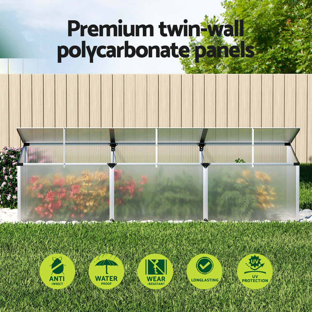 Green Fingers Premium Greenhouse 180x50x50CM Cold Frame Plant Grow Aluminium Polycarbonate Green House