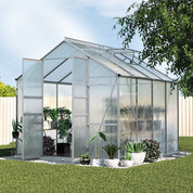 Green Fingers Premium Greenhouse 2.42x2.5x2.26M Aluminium Double Doors Green House Garden Shed