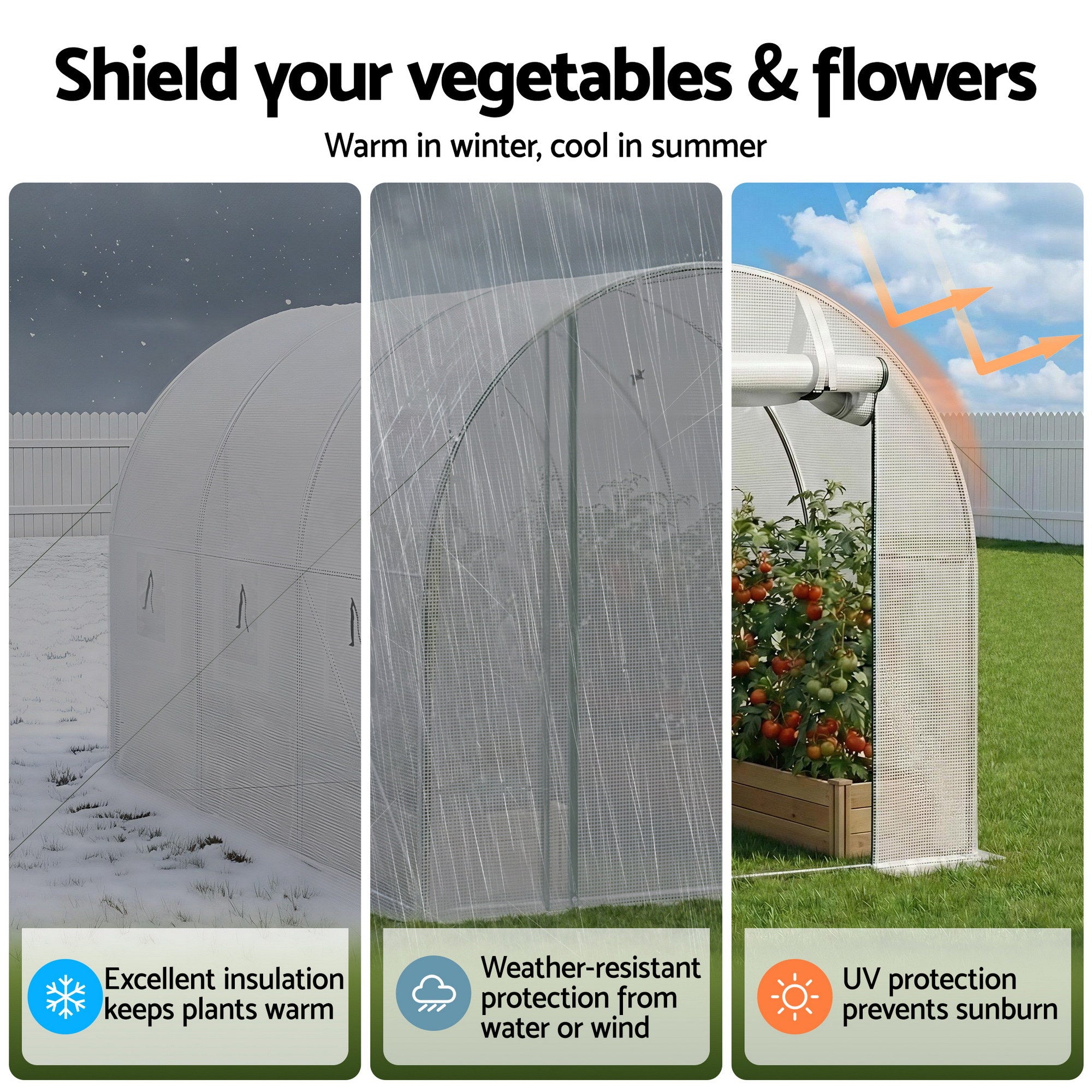 Green Fingers Premium Greenhouse 3x2x2M Walk in Green House White