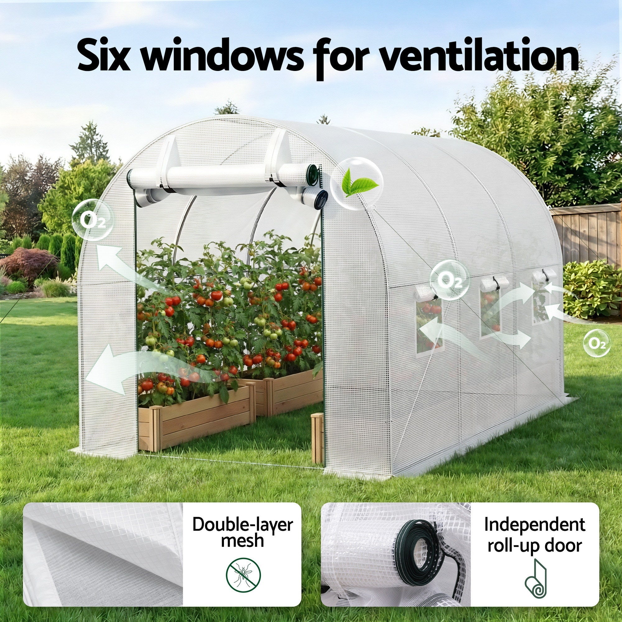 Green Fingers Premium Greenhouse 3x2x2M Walk in Green House White