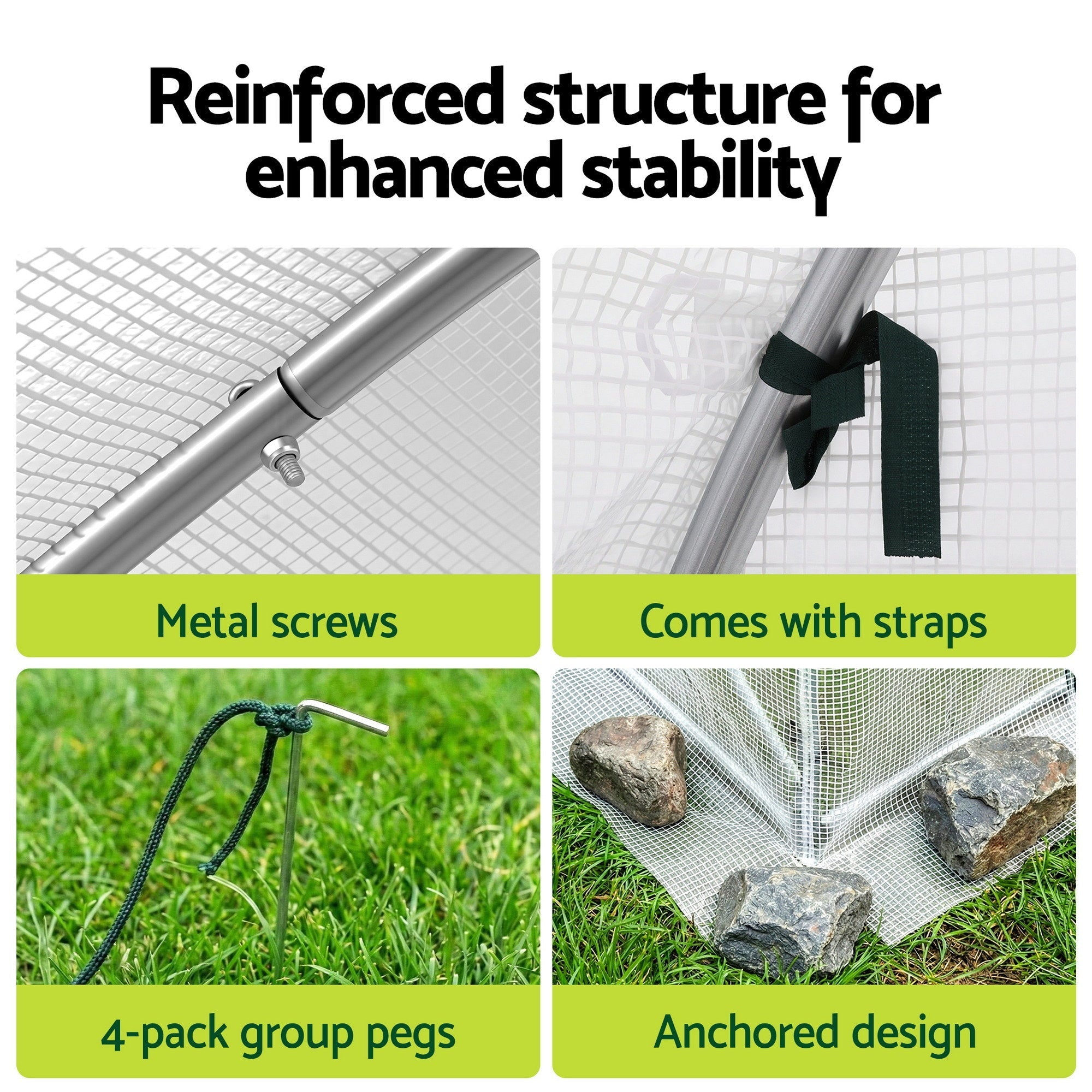 Green Fingers Premium Greenhouse 3x2x2M Walk in Green House White