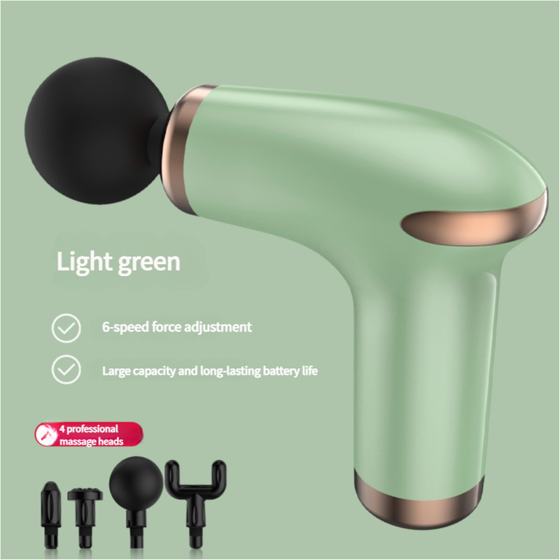 Green Massage Gun - 6-Speed Deep Tissue Therapeutic Massager with 4 Professional Massage Heads