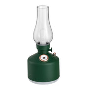Green Retro Kerosene Lamp Ultrasonic Wellness Humidifier - Rechargeable Cool Mist Maker with Dimmable Light
