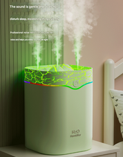 Green Volcano Style 2L Cool Mist Humidifier - Triple Nozzle with RGB LED & Quiet Operation