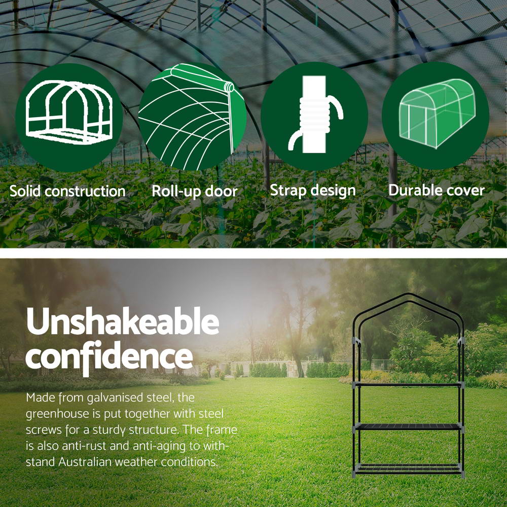 Greenfingers Premium Greenhouse 3 Tiers Mini Green House Garden Bed Planter Box 1.28x0.7x0.5M