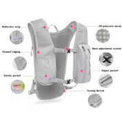Grey-Blue 5L Ultra-Light Hydration Running Vest - Quick-Dry Trail Running & Marathon Backpack with Night Reflective Safety