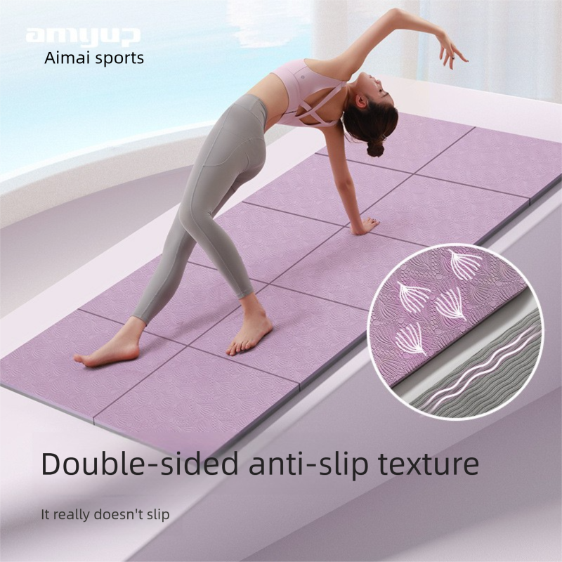 Grey Foldable Yoga Mat - Portable Thick Non-Slip Fitness Exercise Mat for Home Gym and Travel