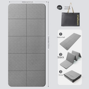 Grey Foldable Yoga Mat - Portable Thick Non-Slip Fitness Exercise Mat for Home Gym and Travel