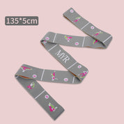 Grey Instructional Premium Yoga Stretch Strap with Embroidered Pose Guide - 11-Loop Flexibility Band