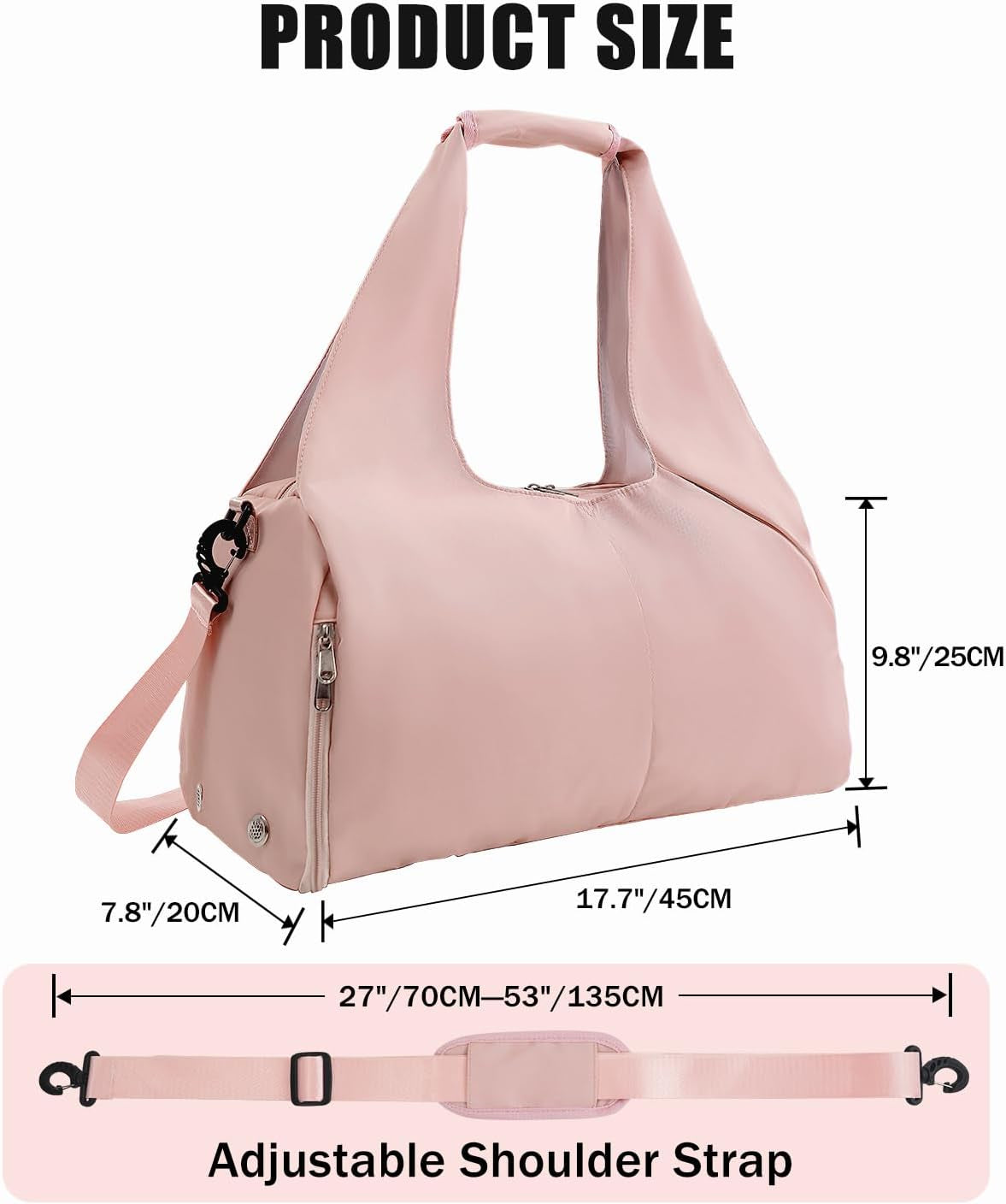 Gym Bag for Women with Shoe Compartment Yoga Mat Bag with Wet Pocket and Water Bottle Holder Weekender Bag with Strap