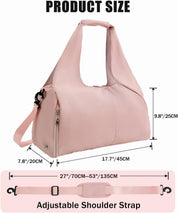 Gym Bag for Women with Shoe Compartment Yoga Mat Bag with Wet Pocket and Water Bottle Holder Weekender Bag with Strap