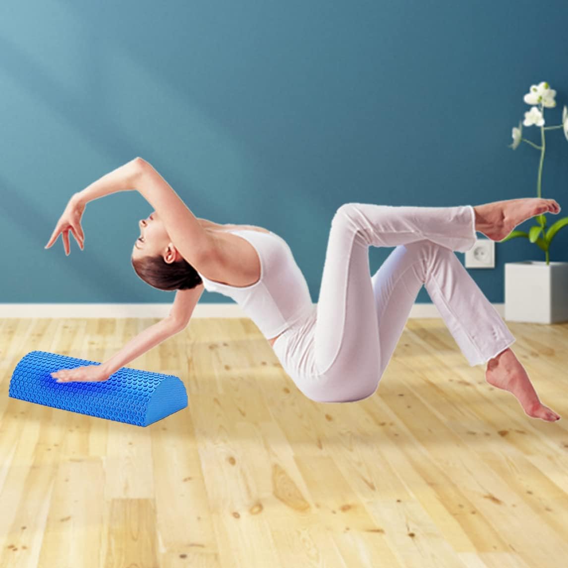 Half Round Foam Roller, Premium Yoga Foam Roller for Pain Relieved, Muscle Massage, Physical Therapy (Blue)
