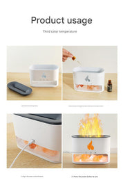 Himalayan Salt Stone Flame Premium Aromatherapy Diffuser & Humidifier - 7 Light Options, Ultrasonic, Auto Shut-Off(white)