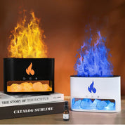 Himalayan Salt Stone Flame Premium Aromatherapy Diffuser & Humidifier - 7 Light Options, Ultrasonic, Auto Shut-Off(white)
