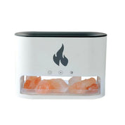 Himalayan Salt Stone Flame Premium Aromatherapy Diffuser & Humidifier - 7 Light Options, Ultrasonic, Auto Shut-Off(white)