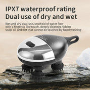 Intelligent 3D Electric Head & Scalp Massager - 7 Massage Techniques, IPX7 Waterproof, Rechargeable(black)