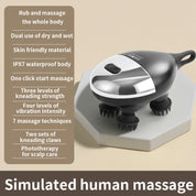 Intelligent 3D Electric Head & Scalp Therapeutic Massager - 7 Massage Techniques, IPX7 Waterproof, Rechargeable(black)