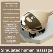 Intelligent 3D Electric Head & Scalp Therapeutic Massager - 7 Massage Techniques, IPX7 Waterproof, Rechargeable(Yellow)