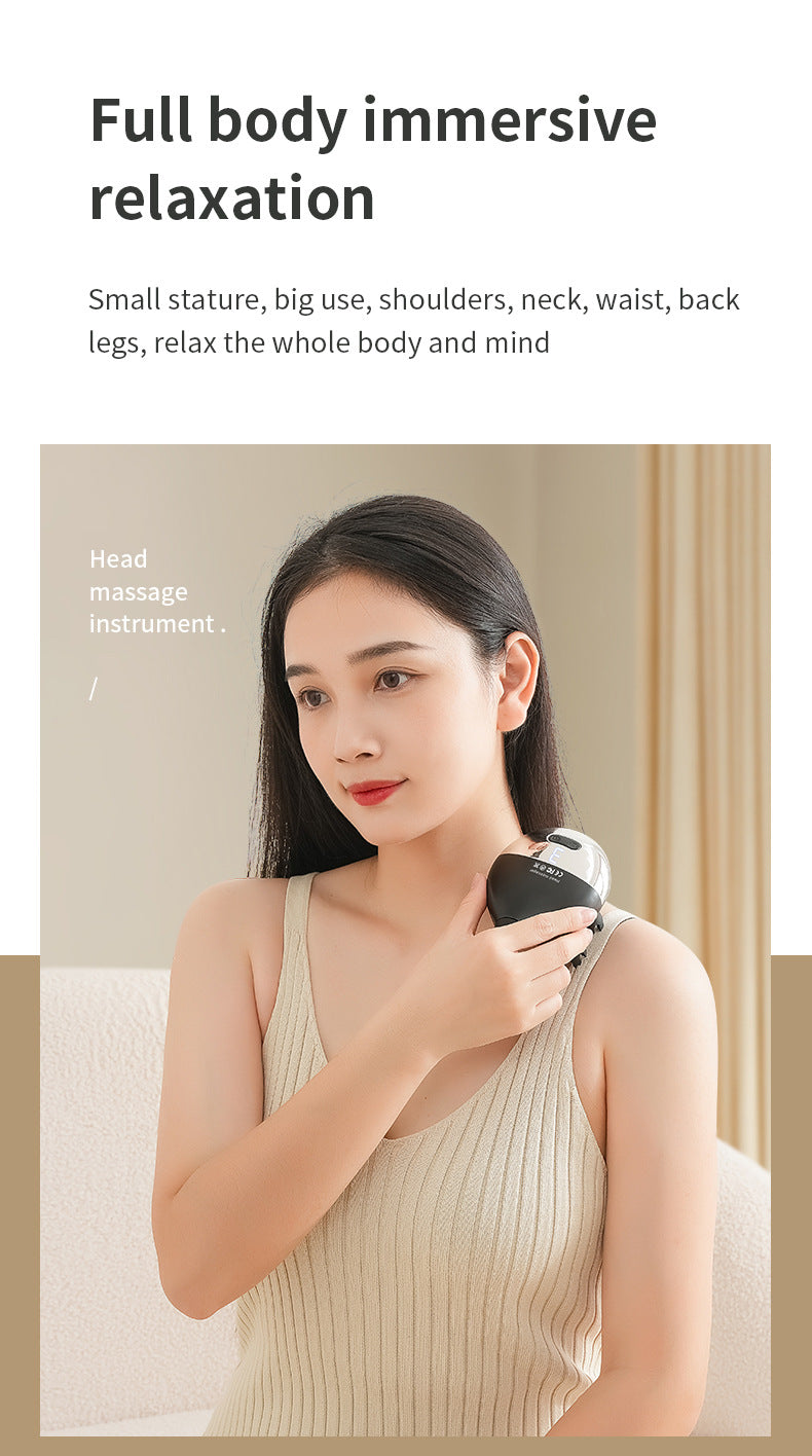 Intelligent 3D Electric Head & Scalp Therapeutic Massager - 7 Massage Techniques, IPX7 Waterproof, Rechargeable(Yellow)