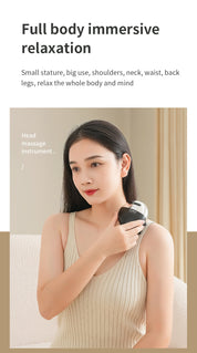 Intelligent 3D Electric Head & Scalp Therapeutic Massager - 7 Massage Techniques, IPX7 Waterproof, Rechargeable(black)