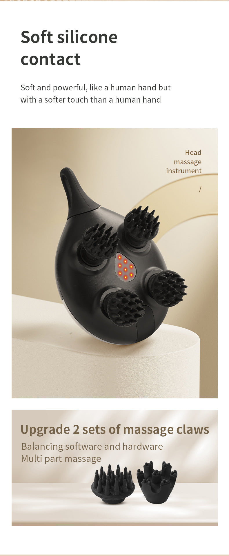 Intelligent 3D Electric Head & Scalp Therapeutic Massager - 7 Massage Techniques, IPX7 Waterproof, Rechargeable(Purple)