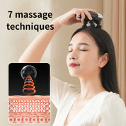 Intelligent 3D Electric Head & Scalp Therapeutic Massager - 7 Massage Techniques, IPX7 Waterproof, Rechargeable(black)