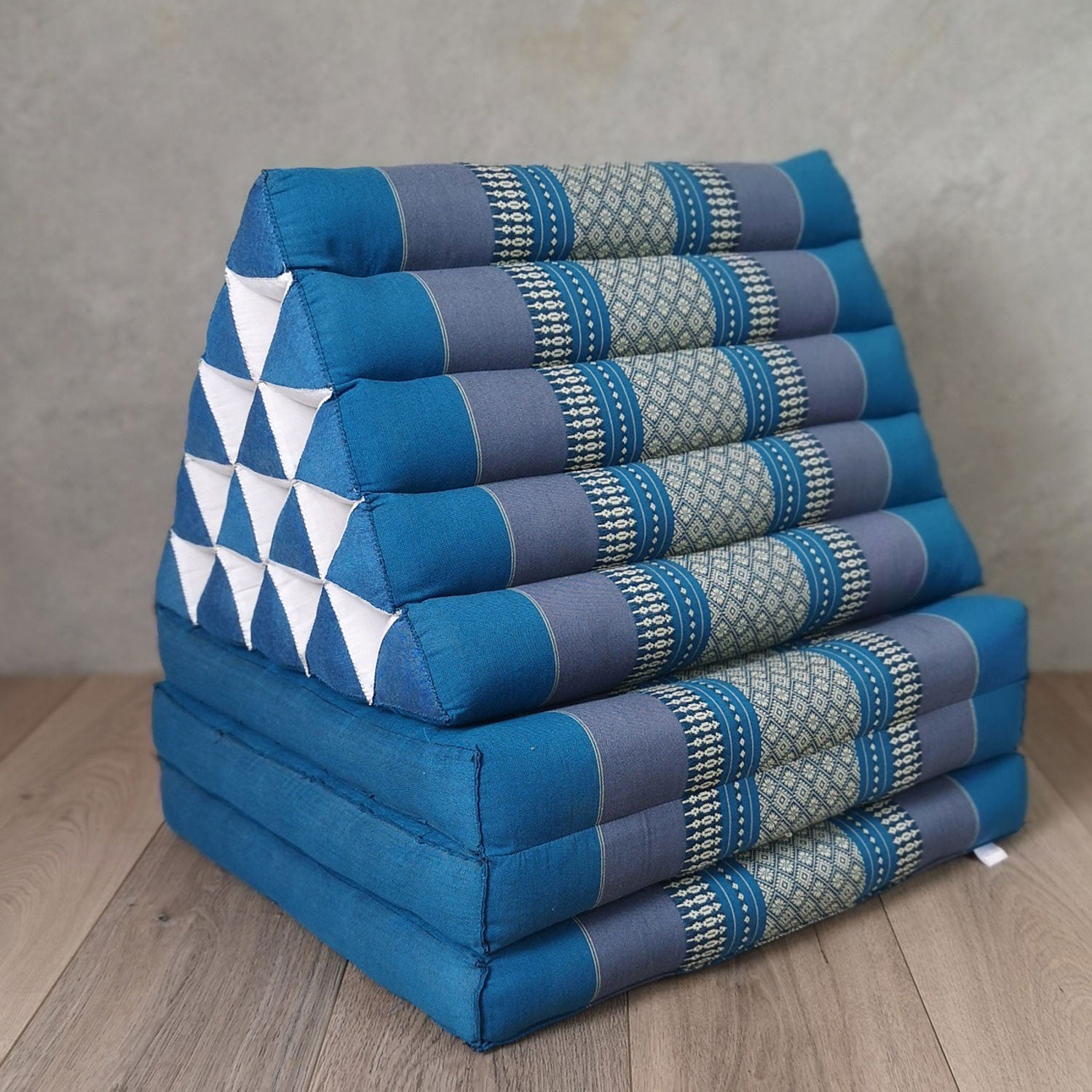 Jumbo Thai Triangle Pillow THREE FOLDS BLUE - Home & Garden > Bedding > Pillows