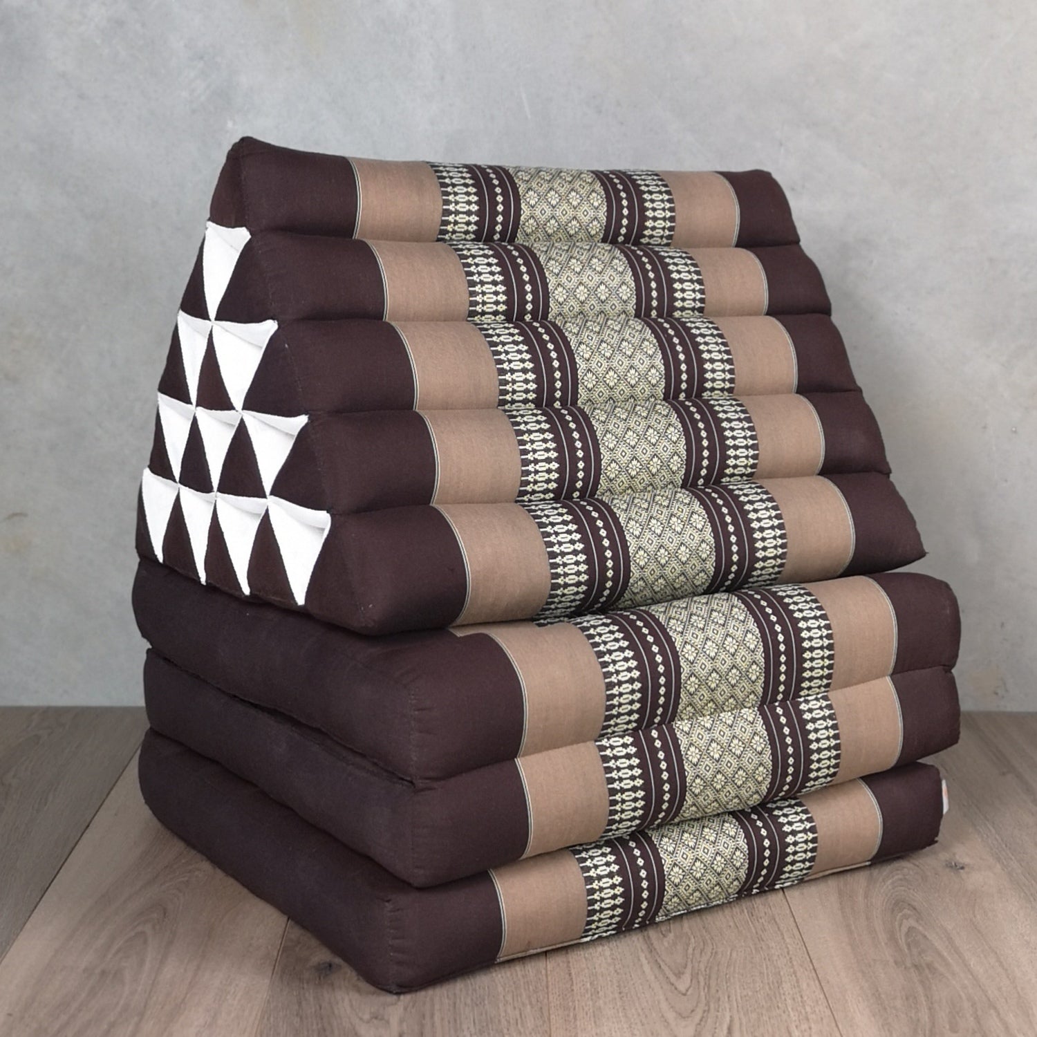 Jumbo Thai Triangle Pillow THREE FOLDS Brown - Home & Garden > Bedding > Pillows