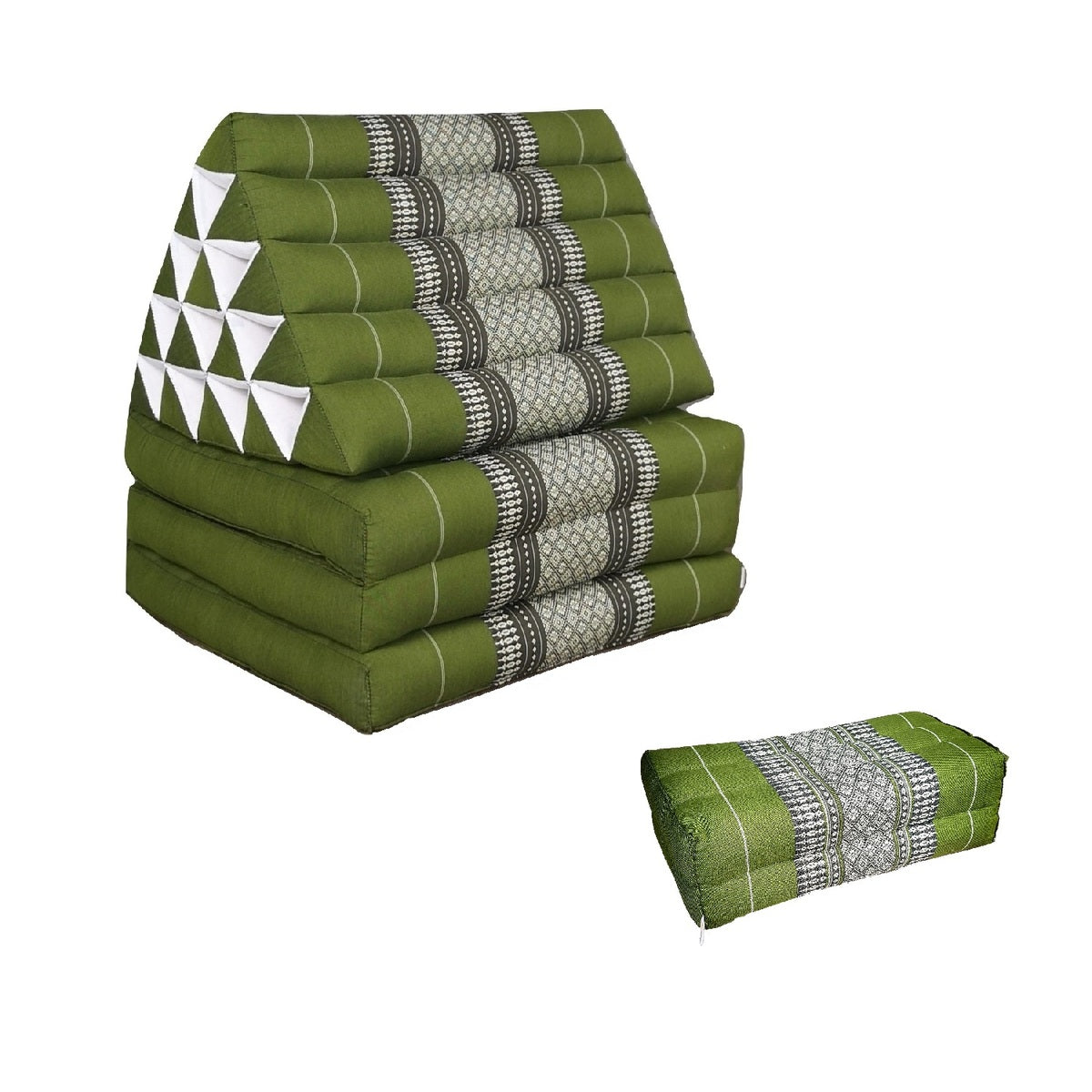 Jumbo Thai Triangle Pillow THREE FOLDS Green + Arm/Leg Rest Block - Home & Garden > Bedding > Pillows