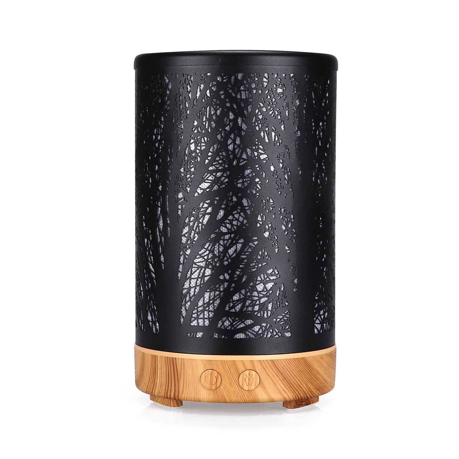 Khaki and Black Forest Design Iron Essential Oil Premium Diffuser - 7 Color LED Ultrasonic Cool Mist Humidifier 100ml