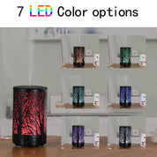 Khaki and Black Forest Design Iron Essential Oil Premium Diffuser - 7 Color LED Ultrasonic Cool Mist Humidifier 100ml