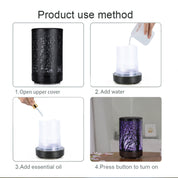Khaki and Black Forest Design Iron Essential Oil Premium Diffuser - 7 Color LED Ultrasonic Cool Mist Humidifier 100ml