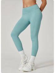 Khaki High-Waisted Butt Lift Yoga Pants for Women - Peach Hip Design Full-Length Leggings Workout and Fitness