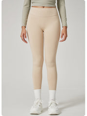 Khaki High-Waisted Butt Lift Yoga Pants for Women - Peach Hip Design Full-Length Leggings Workout and Fitness