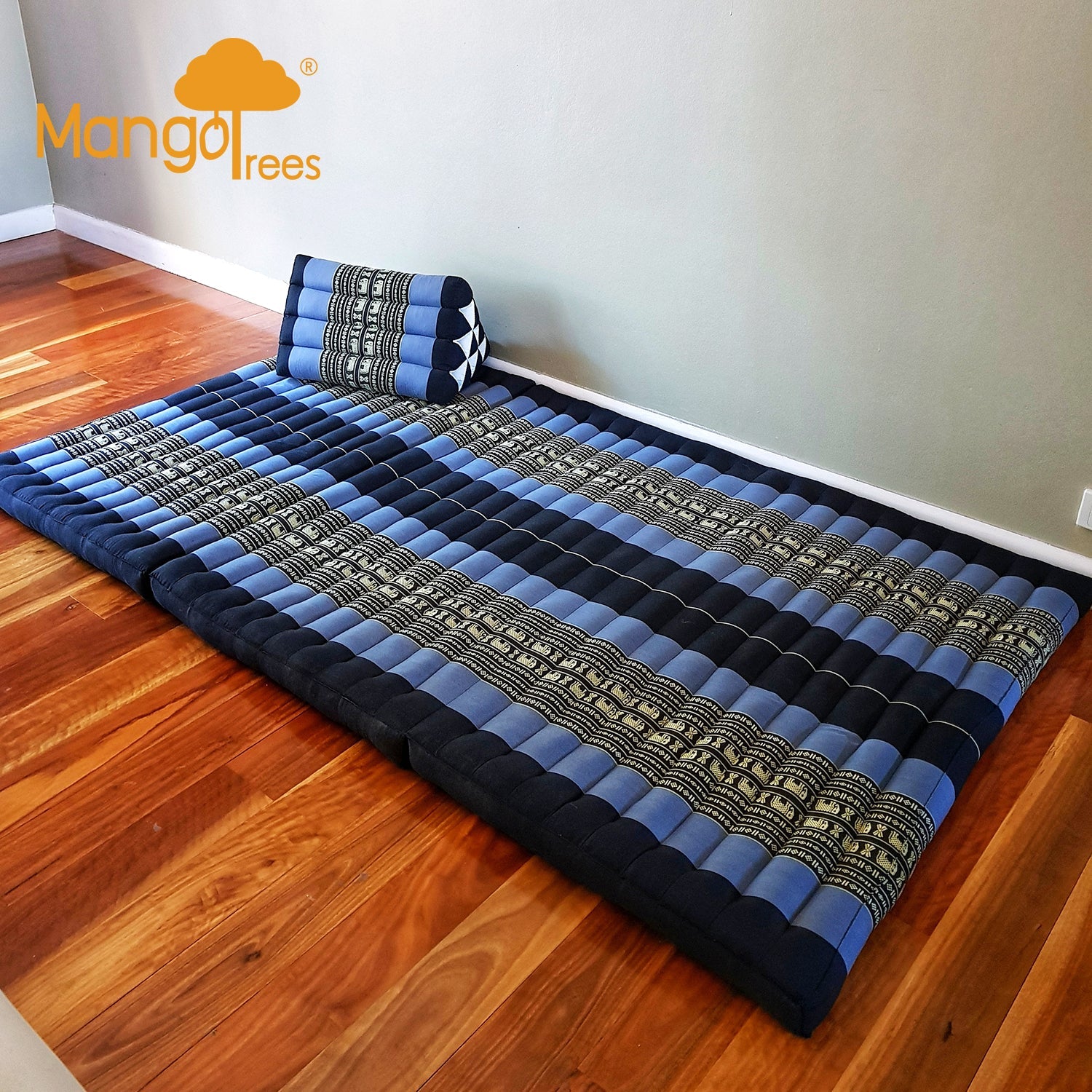 King Single Size Foldable Mattress Kapok Filled Camping Matt BlueEle - Furniture > Mattresses > King Single Mattress