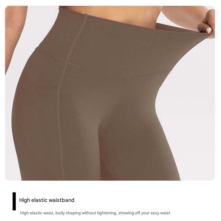 L Black High-Waist Seamless Yoga Leggings with Pockets - Ultra Soft & Quick-Dry Workout Tights - Sports & Fitness >