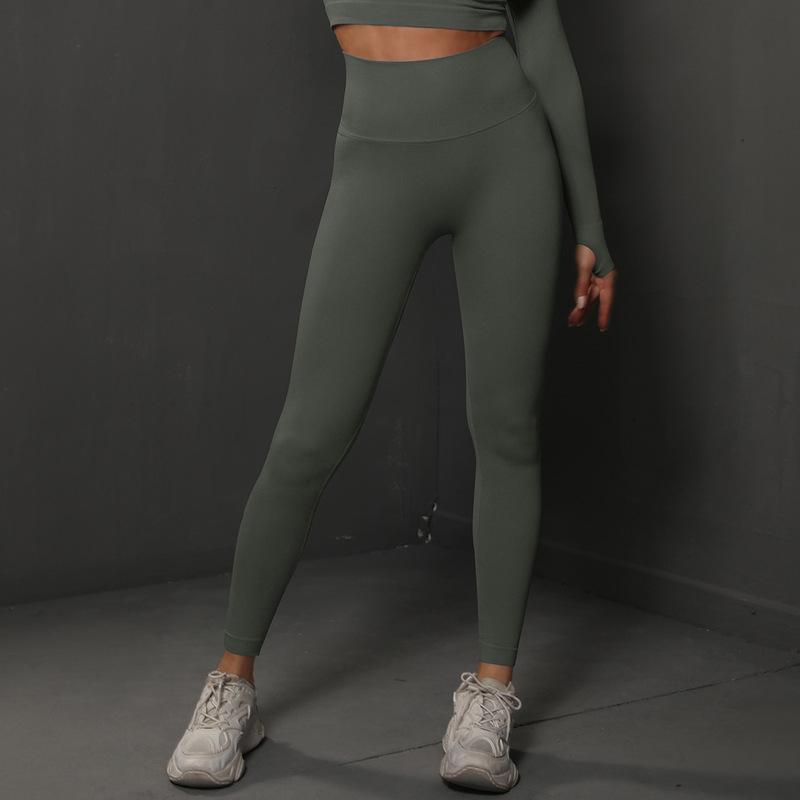 L Burgundy Seamless Butt-Lifting Premium Yoga Leggings - High-Waist Peach Hip Workout Tights