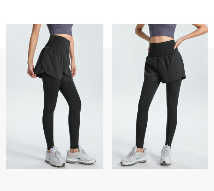 L Navy Blue Women's High-Waist Athletic Skort with Built-In Shorts - Breathable Quick-Dry Running Skirt with Phone Pocket